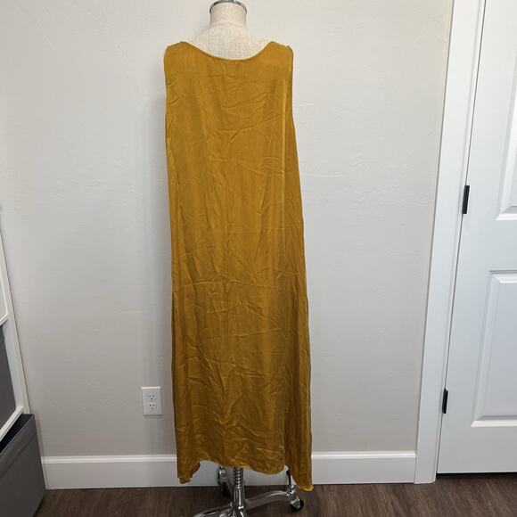 Eileen Fisher L Large Slip Dress Maxi Long Crushed Cupro Scoop Neck Sleeveless - Picture 5 of 10